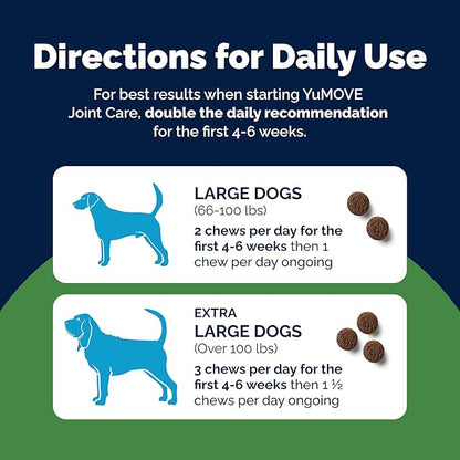 Yumove Hip & Joint Supplement for Dogs - with Glucosamine Chondroiton, Green Lipped Mussel, Hyaluronic Acid, and Omega 3 Joint Supplement for Stiffness and Mobility - 60 Chews (Large/XL Dogs)