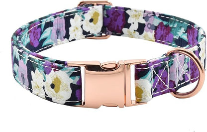 Metal Buckle Dog Collar, Durable Adjustable Dog Collar Soft for Small Medium Large Dogs (S(10-14in), Flower5)