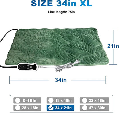 Quwzayail Large Dog Heating Pad for Dogs Smart Thermostat Switch, Whelping Supplies Heated Dog Bed, 9 Gears and time Settings with Automatic Shut-Off(34.0" Lx 21.0" W x 0.5" Th, Green)