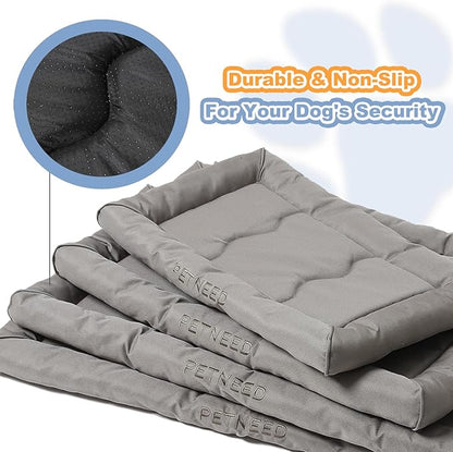 4-Season Water-Resistant Dog Beds for Metal Crates, Indoor & Outdoor Use for Dogs up to 30 lbs, Durable Oxford 900D Fabric, Plush Pillow & Supportive Foam, Washable (28 inches, Grey)