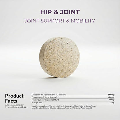 Hip and Joint Supplement for Dogs - Glucosamine for Dogs - Hip & Joint Support - Plus Chondroitin and MSM - Ease Inflammation, Antioxidant. (120 Chewable Tablets)