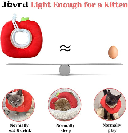 Jevnd Kitten Cones After Surgery 0-6 Months, Donut Extra Small Kitten Cone Collar Soft to Stop Licking Neck, Elizabethan e Collar for Recovery, xs Small Cat Cone Spray, Pet Soft Cone for Cats Apple S