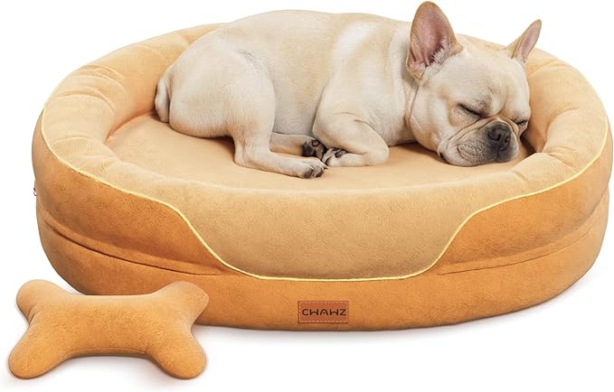 CWAWZ Large Orthopedic Dog Bed, 36 in. Dog Bed for Large Sized Dogs with Full-Surround Bolsters, Dual-Sided Dog Cooling Beds with Memory Foam, Washable Pet Sofa Couch with Nonslip Bottom, Brown