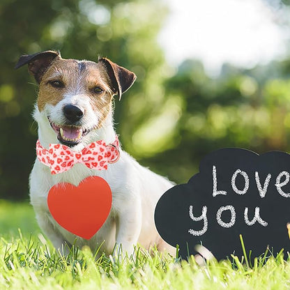 ARING PET Valentine Bow Dog Collar, Pink Red Heart Pet Collar with Bowtie for Small Medium Large Dogs-XL