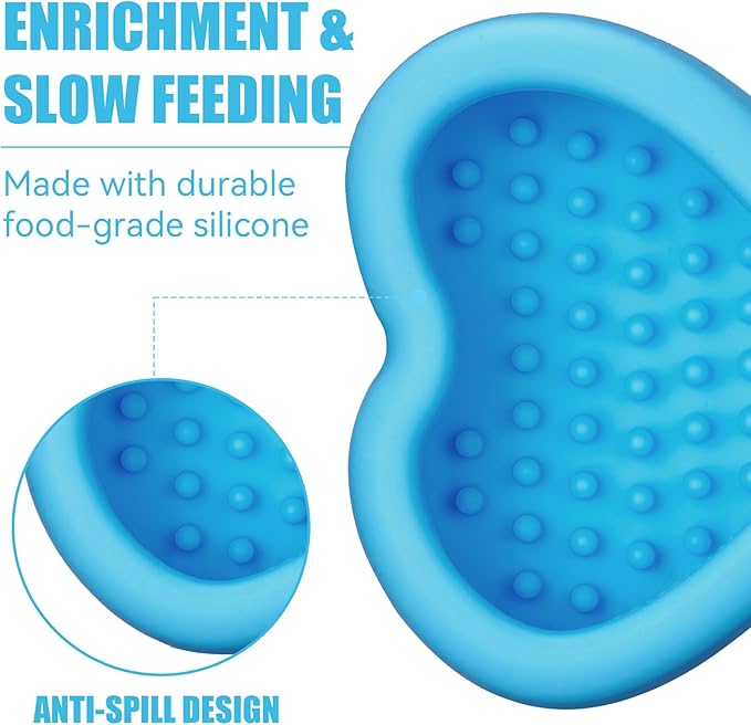 Lick Mat for Dogs, Animire Anti-Spilled Bow Tie Lick Bowls for Anxiety Relief, Silicone Slow Feeder Licking Pad with Suction Cups, Freezeable Dog Enrichment Toy for Boredom (Light Blue,L)