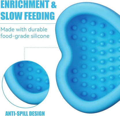 Lick Mat for Dogs, Animire Anti-Spilled Bow Tie Lick Bowls for Anxiety Relief, Silicone Slow Feeder Licking Pad with Suction Cups, Freezeable Dog Enrichment Toy for Boredom (Light Blue,L)