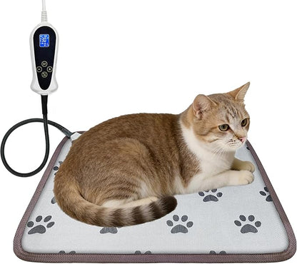Bestio Cat Heating Pad, 18×18In Waterproof Heated Dog Caat Bed, UL&MET Dual Certification, Pet Heating Pads for Cats Dogs with Smart Switch Can Freely Adjust 1-24 Hours - Paw