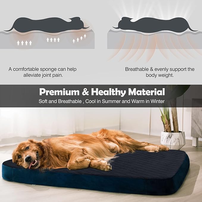 JoicyCo Dog Bed for Extra Large Dogs, Orthopedic Foam Jumbo XL Dog Bed Mattress, 47 Inches Joint Relief Pet Sleeping Bed, Non Slip Bottom with Removable Washable Cover, Dark Grey