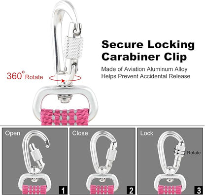 Plutus Pet Heavy Duty Dog Leash with Lockable Aluminum Carabiner, 4/6 Feet Long, Double-Sided Reflective Nylon, Padded Handle, for Puppy, Small, Medium and Large Dogs (Pink, 1" x 4')