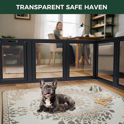 FXW AuraSpace Acrylic Indoor Dog Playpen for Small and Medium Dogs, 30 Inch, 12 Panels, Black