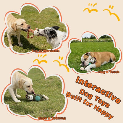Rope Dog Toys to Keep Them Busy - Tug of War Dog Toys for Boredom Plush Interactive Squeaky Puppy Toys for Small Medium Large Dogs
