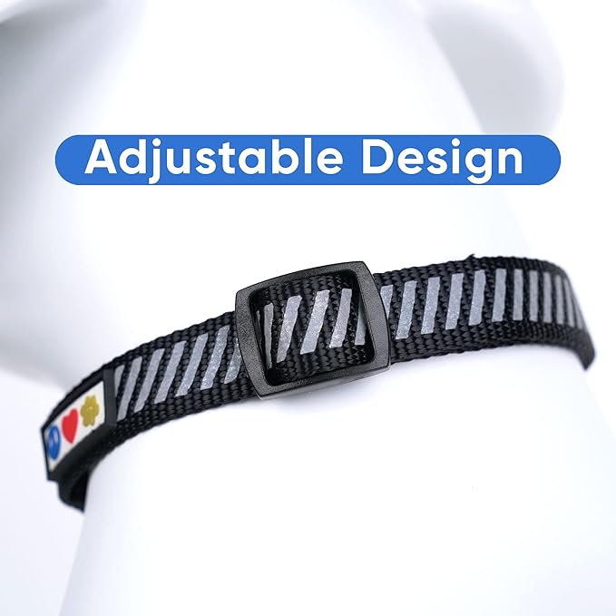 Pawtitas Reflective Dog Collar - Personalized Name & Phone Number, Adjustable for Small Dogs & Puppies - Black