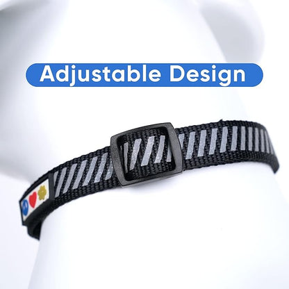 Pawtitas Reflective Dog Collar - Personalized Name & Phone Number, Adjustable for Small Dogs & Puppies, Black