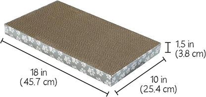 Kitty City Cat Scratcher– 2-Pack Durable Corrugated Cardboard Scratch Pads with Catnip – Double-Sided for Longer Use, Cat Claw Maintenance & Furniture Protection - Size: 10" x 18" - Grey & White