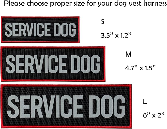 FITZNORA 2 Pcs Reflective Service Dog Patch Set with Hook and Loop Fastener, Embroidered Border with Printed Letters Patch for Dog Vest Harness (4.7 x 1.5 inches)