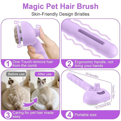 Dog Brush Cat Brush for Shedding, Pet Spray Steam Brush for Dogs Cats,Anti-Static Hair Removal Grooming Comb Long Short Haired Pets Barber Tool,purple