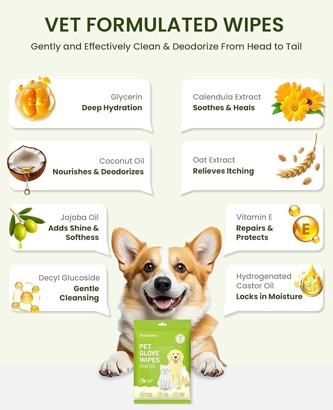 36PCS Hypoallergenic Pet Glove Wipes for Dogs & Cats - Quick Clean & Deodorizing Between Baths & Travel | Dog Washing Wipes for Fur, Butt, Paws, Eyes & Ears |Cat Cleaning Gloves for Grooming & Bathing