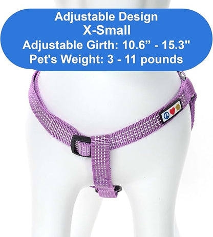 Pawtitas Reflective Step-in Dog Harness – Adjustable No-Pull Vest for Puppies to Seniors, Safe & Comfortable, XS Orchid