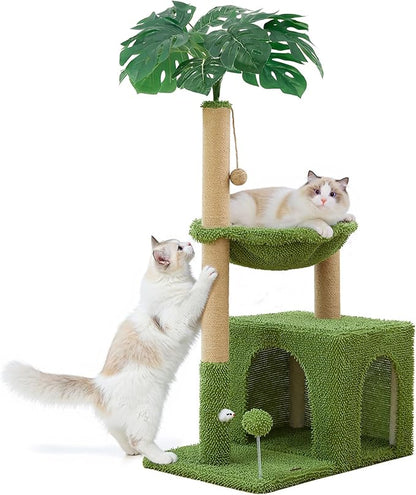 Woochpet Large Cat Tree for Indoor Cats, Multi-Functional Comfy Cat Bed - 48inch Tall Cat Tower with Scratching Post, Cozy Hammock for Kittens and Adults Cat, Cute Cando with Toy