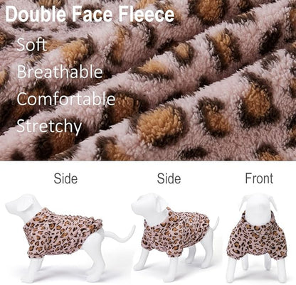 GreenJoy Leopard Print Dog Sweater – Stretchy Fleece Dog Turtleneck Sweatshirt for Puppies & Cats, Soft & Warm Pet Winter Clothes for Small, Medium & Large Dogs (Pink, Medium/Large)