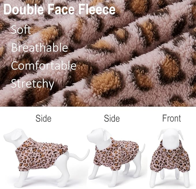 GreenJoy Leopard Print Dog Sweater – Stretchy Fleece Dog Turtleneck Sweatshirt for Puppies & Cats, Soft & Warm Pet Winter Clothes for Small, Medium & Large Dogs (Pink, Large/X-Large)