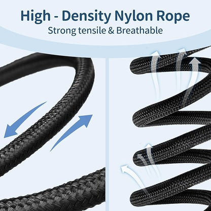 6FT Rope Dog Leash for Medium Large Dogs, Tangle-Free with 360° Swivel & Auto-Locking Aviation Aluminum Carabiner, Thick Nylon Training Lead for Walking, Hiking, Running (Black)
