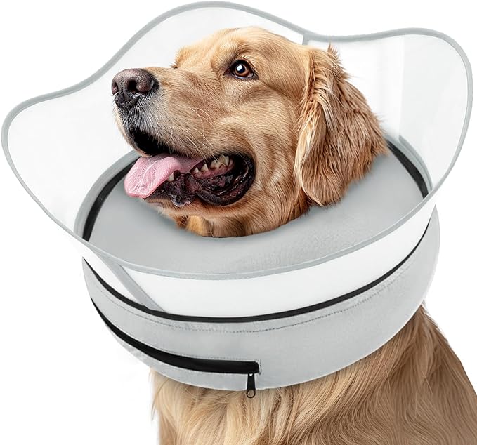 Supet Raised Inflatable Dog Cone Collar to Stop Licking, Soft Dog Cone Alternative After Surgery, Pet Neck Donut Collar for Small Medium Large Dogs