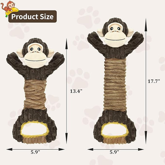 Vehomy Dog Squeaky Toy Gorilla Shaped Dog Toy for Aggressive Chewers Tug of War Dog Toy Pet Interactive Toy Dog Plush Toy with Crinkle Paper for Small Medium Large Dogs Gorilla, Brown