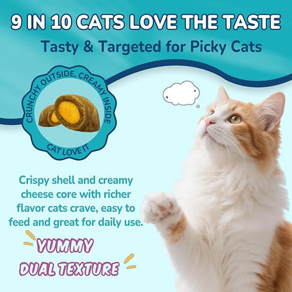 Woyamay Cat Calming Treats, 500 Crunchy & Creamy Calming Chews for Cats, Natural Calming Cat Treats to Manage Stress & Anxiety, Tasty Calm Chews Supplement, Chicken Flavor