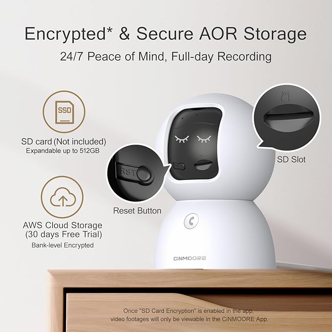 CINMOORE 5G Security Camera Indoor 2-Pack, No-Monthly-Fee AI Tracking Facial Recognition, 3K Pet/Dog Camera with Speaker/Phone App, PTZ WiFi Baby Monitor Cameras for Home Security, 0-Glow Night Vision