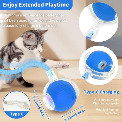 MAXTOOA Interactive Cat Toys for Indoor Cats Smart Automatic Ball Rolling for Bored Kitten Pet Upgraded Speedy Moving Chase Dogs Toy Blue Dragonfly