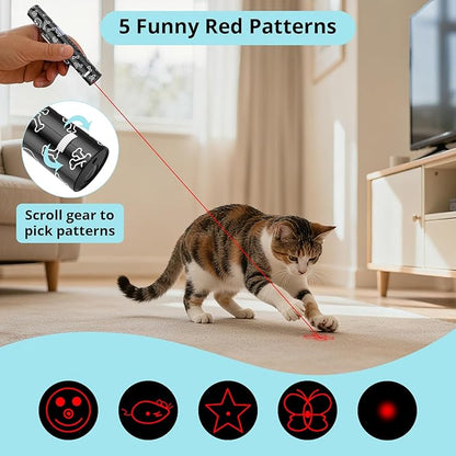 Cat Toy Pointer for Indoor Cats, Battery Level Display Screen, USB Rechargeable Kitten Toys with 7 Adjustable Patterns, Interactive Chase Toys for Indoor Cats & Dogs, Training & Exercise Fun（1 pcs）