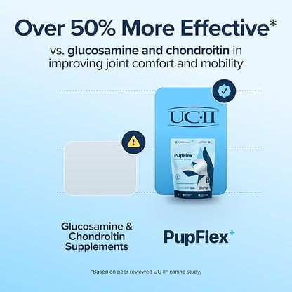 PupFlex+ Hip and Joint Supplement Dogs, Vet Created Soft Chews w/UC-II® Collagen, CurcuVET® & Omega 3 - UC-II Collagen More Effective Than Glucosamine Chondroitin, Dog Joint Supplement (60 ct)