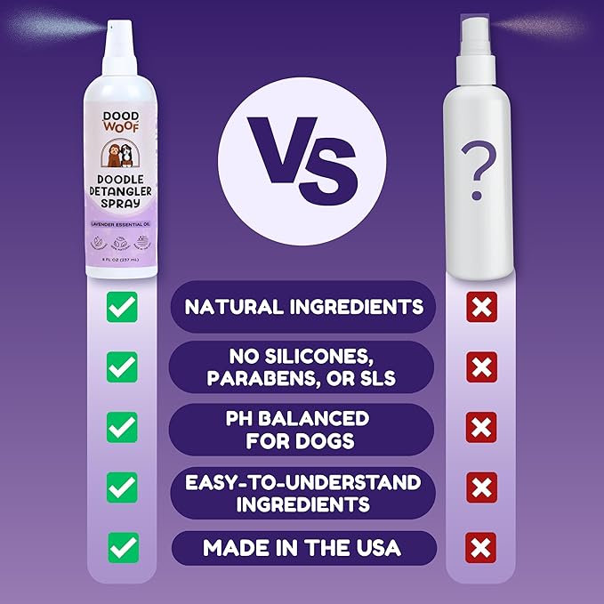 Dog Detangler Spray Dematting for Doodle - Natural Dog Leave in Conditioner Spray for Grooming and Mat Removal, Detangler Spray for Dogs Matted Hair, Puppy Poodle Detangler & Grooming