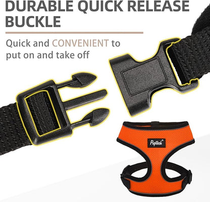 PUPTECK Soft Mesh Dog Harness and Leash Set Pet Puppy Cat Comfort Padded Vest No Pull Harnesses, Solid Orange, M