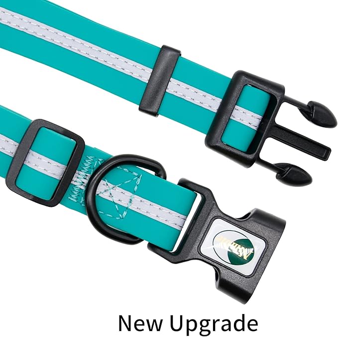 NIMBLE Dog Collar Waterproof Pet Collars Anti-Odor Durable Adjustable PVC & Polyester Soft with Reflective Cloth Stripe Basic Dog Collars S/M/L Sizes (Small (9.45”-14.17”inches), Emerald Green)