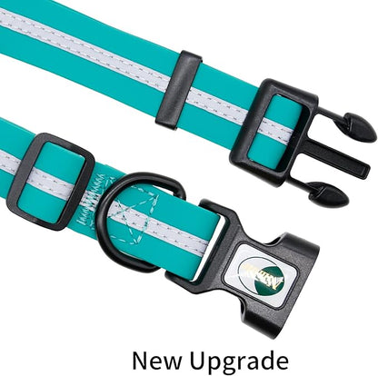 NIMBLE Dog Collar Waterproof Pet Collars Anti-Odor Durable Adjustable PVC & Polyester Soft with Reflective Cloth Stripe Basic Dog Collars S/M/L Sizes (Large (15.35”-24.8”inches), Emerald Green)