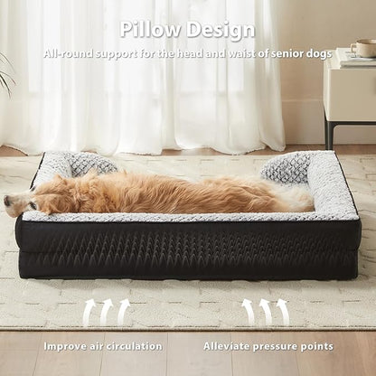 LEXTRO Orthopedic Dog Bed for Extra Large Dogs, Egg Crate Foam Bed for Extra Large Dogs, Equipped with Removable Waterproof Pillow Cover and Anti-Slip Bottom, Pet Bed