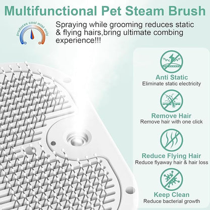 Dog Brush Cat Brushes for Shedding,Pet Steam Brush for Dogs Cats Spray Hair Removal Comb Steam Grooming for Long Short Haired Pets,Anti-Static Self Cleaning Grooming Tool Removes Loose Hair,white