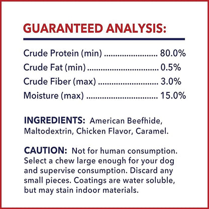 Pet Factory American Beefhide 10" Thin Rolls Dog Chew Treats - Chicken Flavor, 35 Count/1 Pack