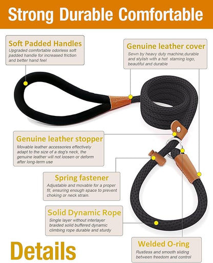 lynxking Slip Lead Dog Leash, 6 FT x 1/2" Heavy Duty Dog Loop Leashes, Comfortable Strong Rope Slip Leash for Dogs
