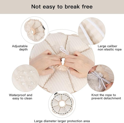 H HIDREAM Soft Cat Cone Collar， Cute Adjustable Cat Recovery Collar，Elizabethan e Collar That can Protect Head and Foot Wounds，Egg White Flower All-Season Style