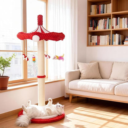 MOYMO Merry-Go-Round Cat Scratching Post & Interactive Cat Toy | 39" Very Tall Scratcher with Rotating Top for Indoor Cats, for Kittens to Large Adults