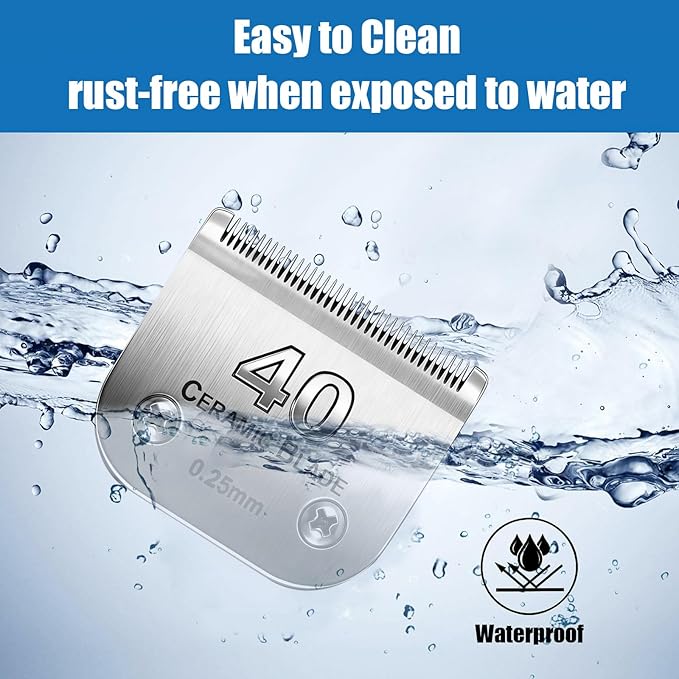 Dog Grooming Replacement Blades Compatible with Andis Dog Clipper, Dog Clipper Blades Compatible with Oster A5,Wahl KM-10 Series Dog Clipper,#40 Blades (0.25mm)