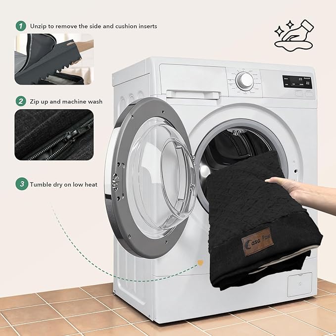 Casa Paw Orthopedic Dog Beds for Large Sized Dogs, Waterproof Memory Foam Large Pet Bed with Sides 36x27Inch, Non-Slip and Egg-Crate Foam Big Dog Couch Bed with Removable Washable Cover, Black