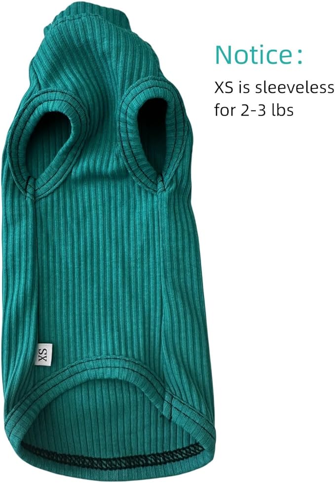 Sphynx Hairless Cats Shirt Cotton Cat Turtleneck Sweater Pullover Kitten T-Shirts with Sleeves Cat Pajamas Jumpsuit for Sphynx Cornish Rex, Devon Rex, Peterbald (X-Small, Peacock Green)