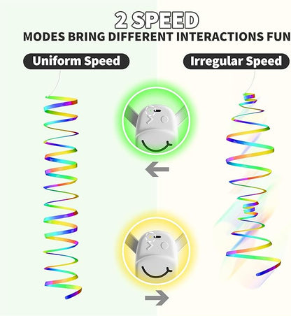 PANRIO Interactive Cat Toys for Indoor Cats, Automatic Hanging Door Feather Toy Mouse & Ribbon Wand Teaser,USB-Rechargeable Self Play Chase Exercise Feather Toys for Bored Indoor Adult & Kitten Cats