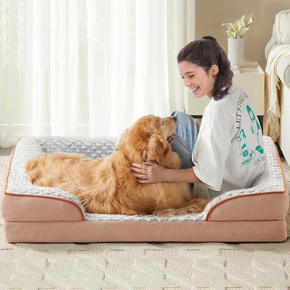 Orthopedic Dog Bed for Large Dogs, Egg Crate Foam Bed for Large Dogs, Equipped with Removable Waterproof Pillow Cover and Anti-Slip Bottom, Pet Bed