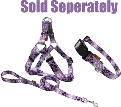 Dog Collar, Cute Floral Pattern, Soft and Adjustable Collar with Quick Release Buckle (L (Neck 16-28", Width 1"), Hawaiian Purple)