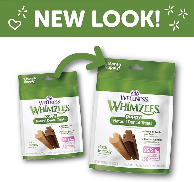 WHIMZEES Wellness Puppy Dog Dental Treats, Extra Small & Small Size Stick, (30 Count)
